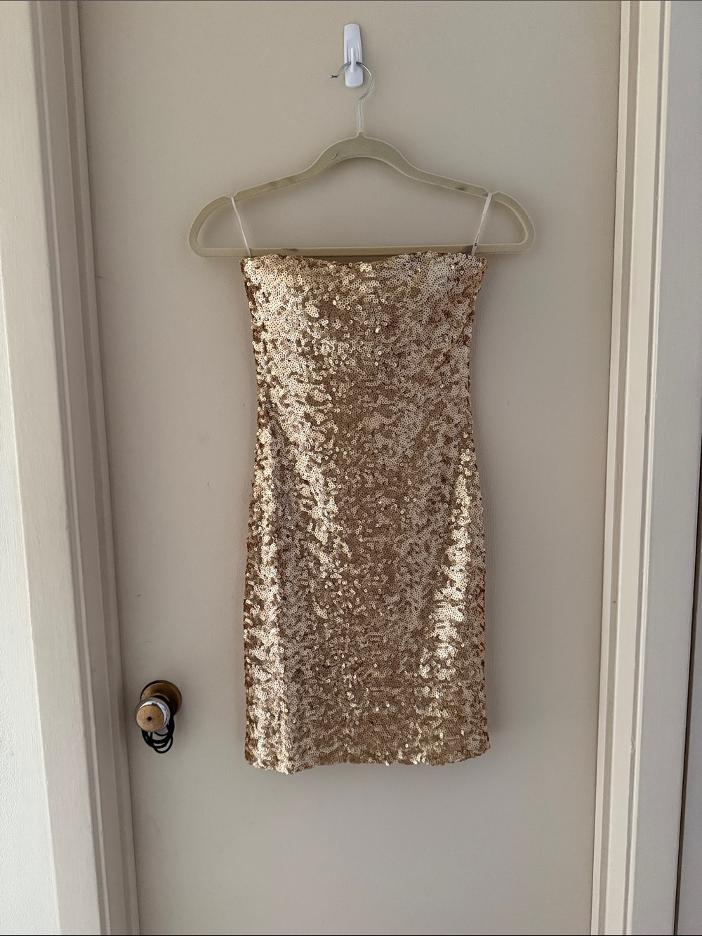 Forever 21 Gold Sequin Strapless Mini Dress